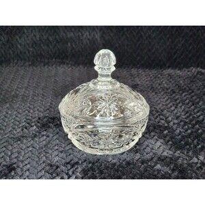 Vintage Zajekar Crystal Candy Dish with Lid – 1970s Cut Glass, Mid-Century